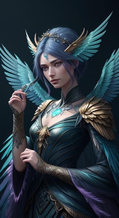 Dreamlike Alien Bird on Glowing Branch