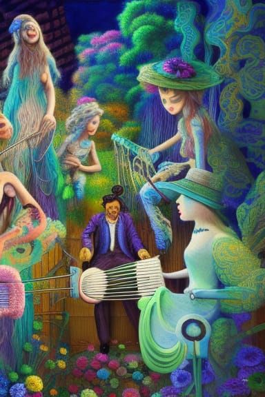 Floral Ragtime Band in Gouache Painting Style