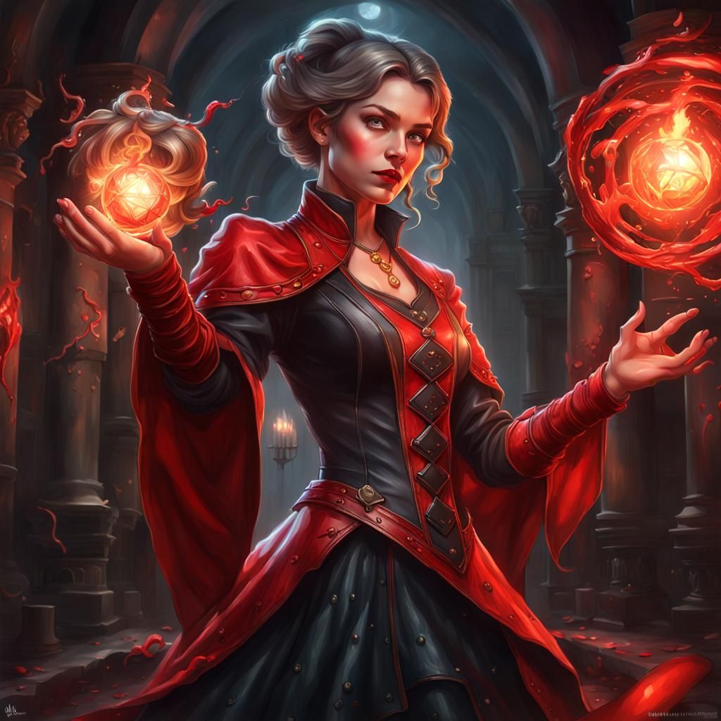 Lady Magician Casting Spell: Airbrush Portrait