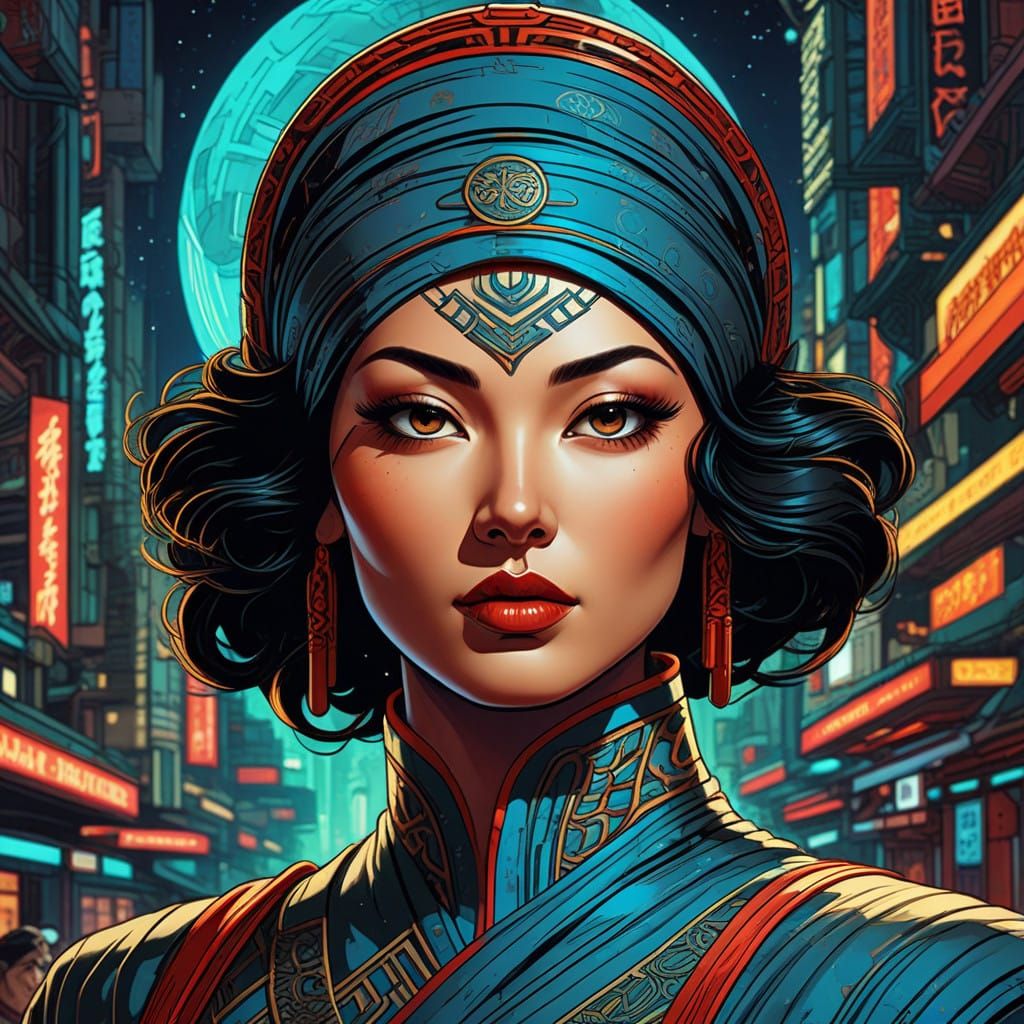 Elegant Woman in Retro Comic Book Style
