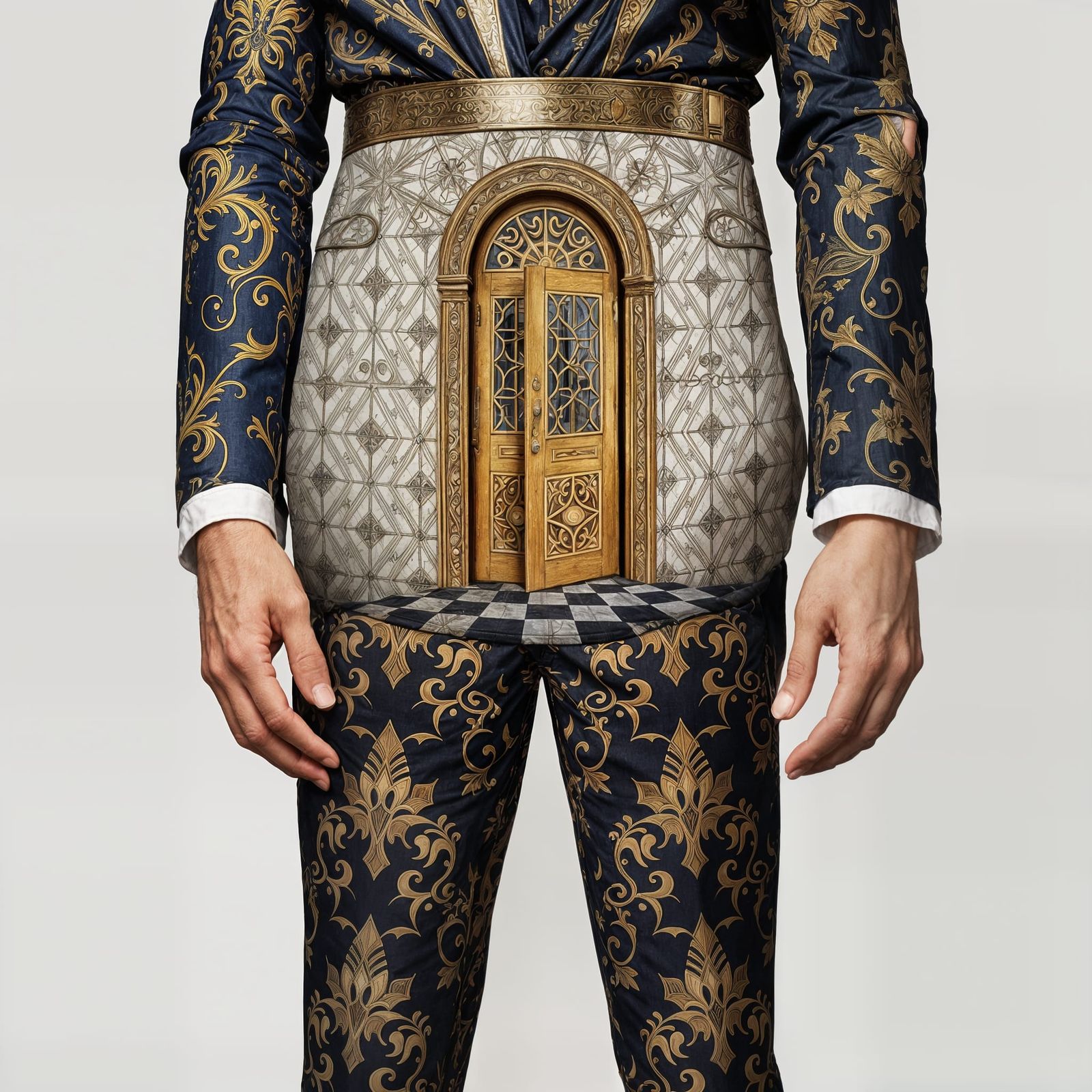 Escher Illusion: Medieval Door in Art Deco Style