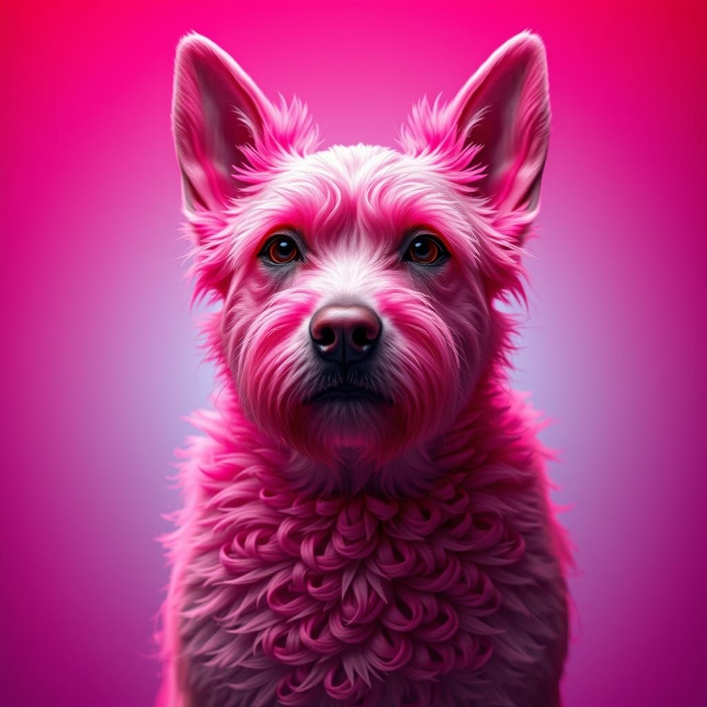 Majestic Pink Dog Portrait in Cinematic Style
