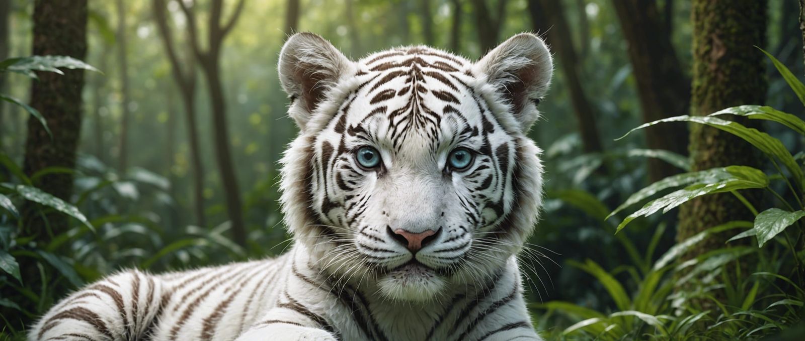 white tiger cute baby, blue eyes, body in the shape of a bal...