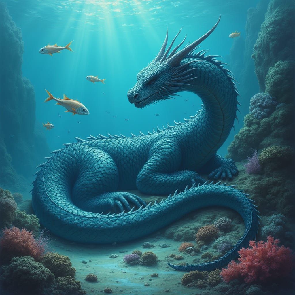 Dragon-Serpent Slumbers at Ocean Bottom