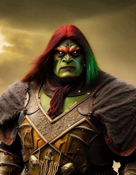 Menacing Orc Portrait in Gothic Horror Style