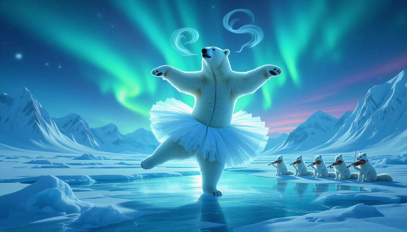Epic Polar Bear Ballet Under Aurora Borealis