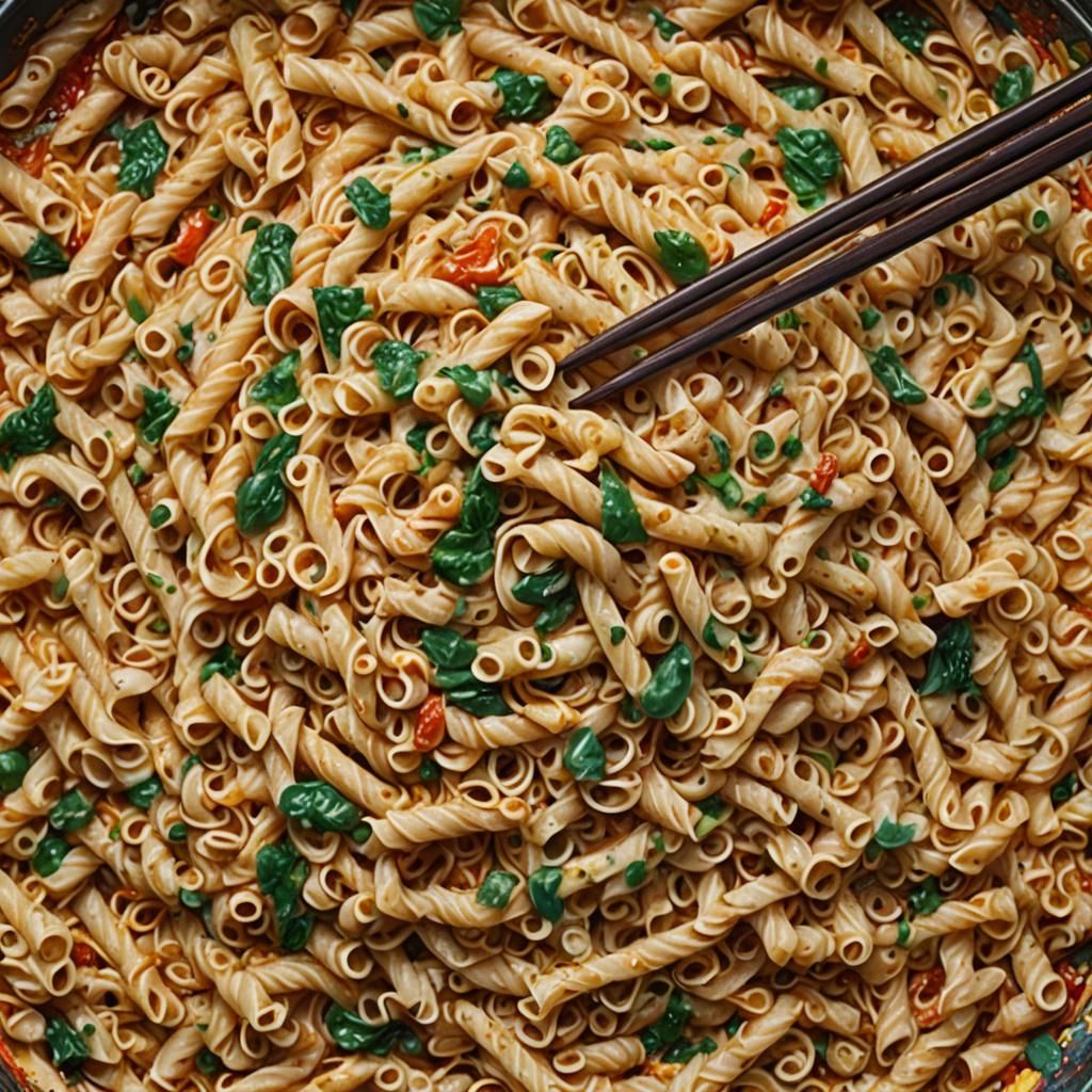 Hyperrealistic Pasta Bowl with Chopsticks