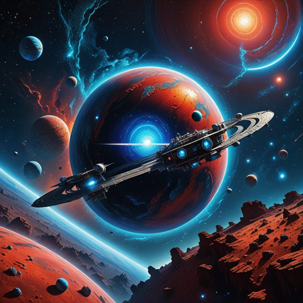 Cosmic Odyssey Through a Distant Red Planet