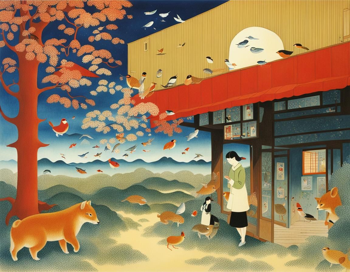 Surreal Landscape in Japanese Pop Art Style