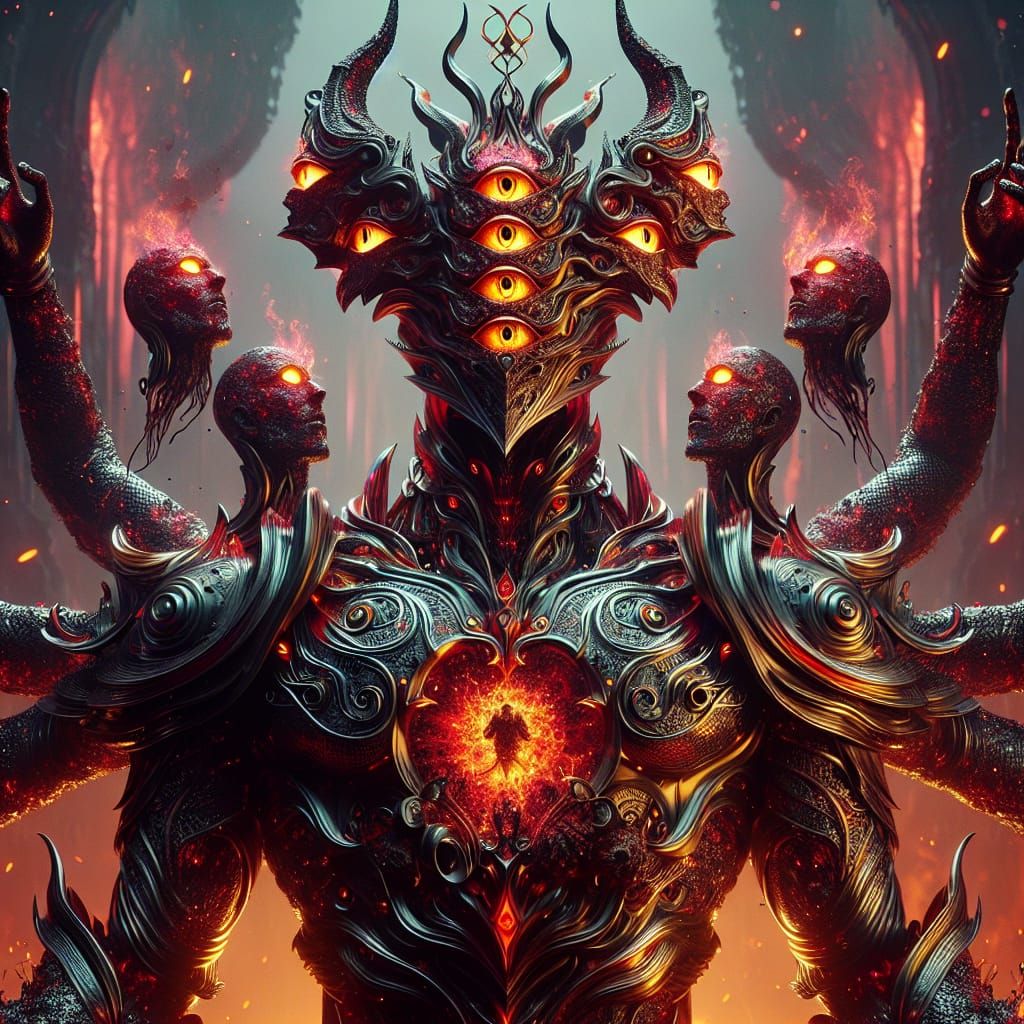 Four-Armed Dragon Knight in Hell, Concept Art