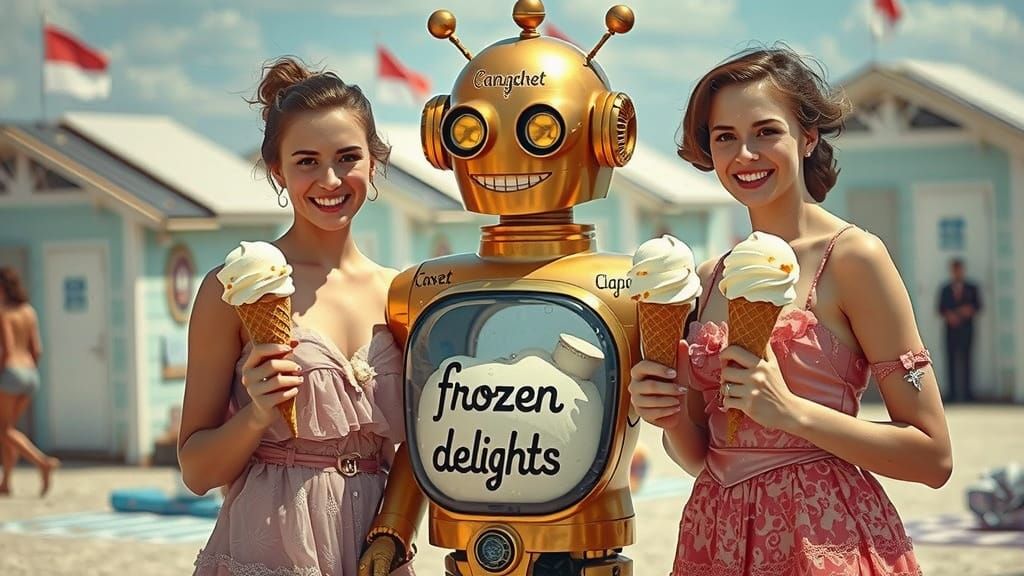 Victorian Fairies Buy Ice Cream From Robot