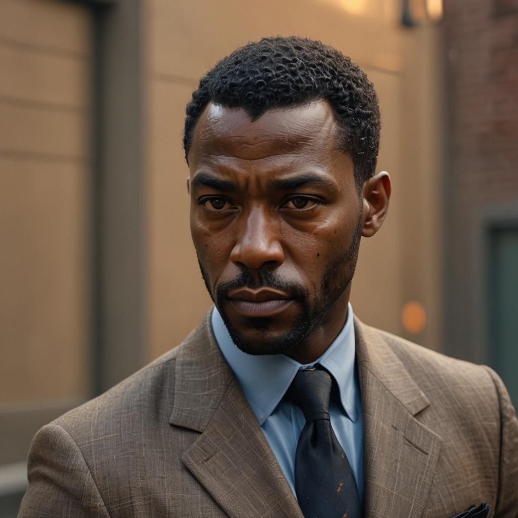 Hyperrealistic Portrait of a Young African American Detectiv...