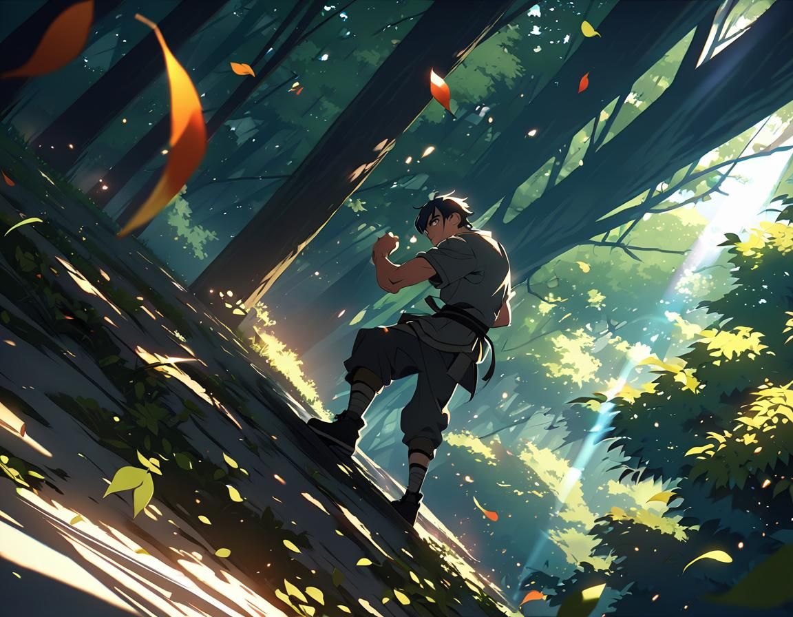 Boy's Treacherous Treetop Fight: Miyazaki-Inspired Cinematic...