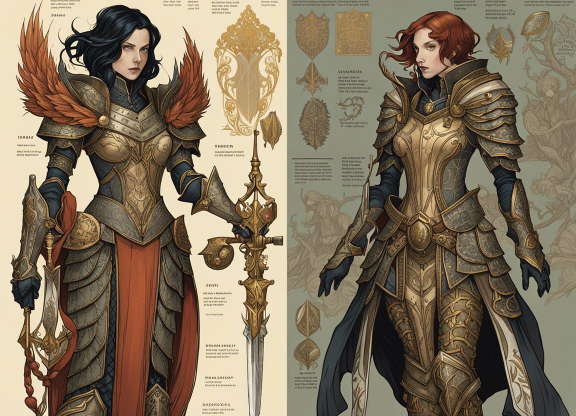 Magical Fantasy Armor Illustrated with Diagrams
