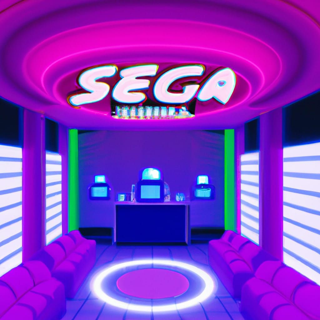 Futuristic Dreamcast Nightclub Interior in 2000s Style