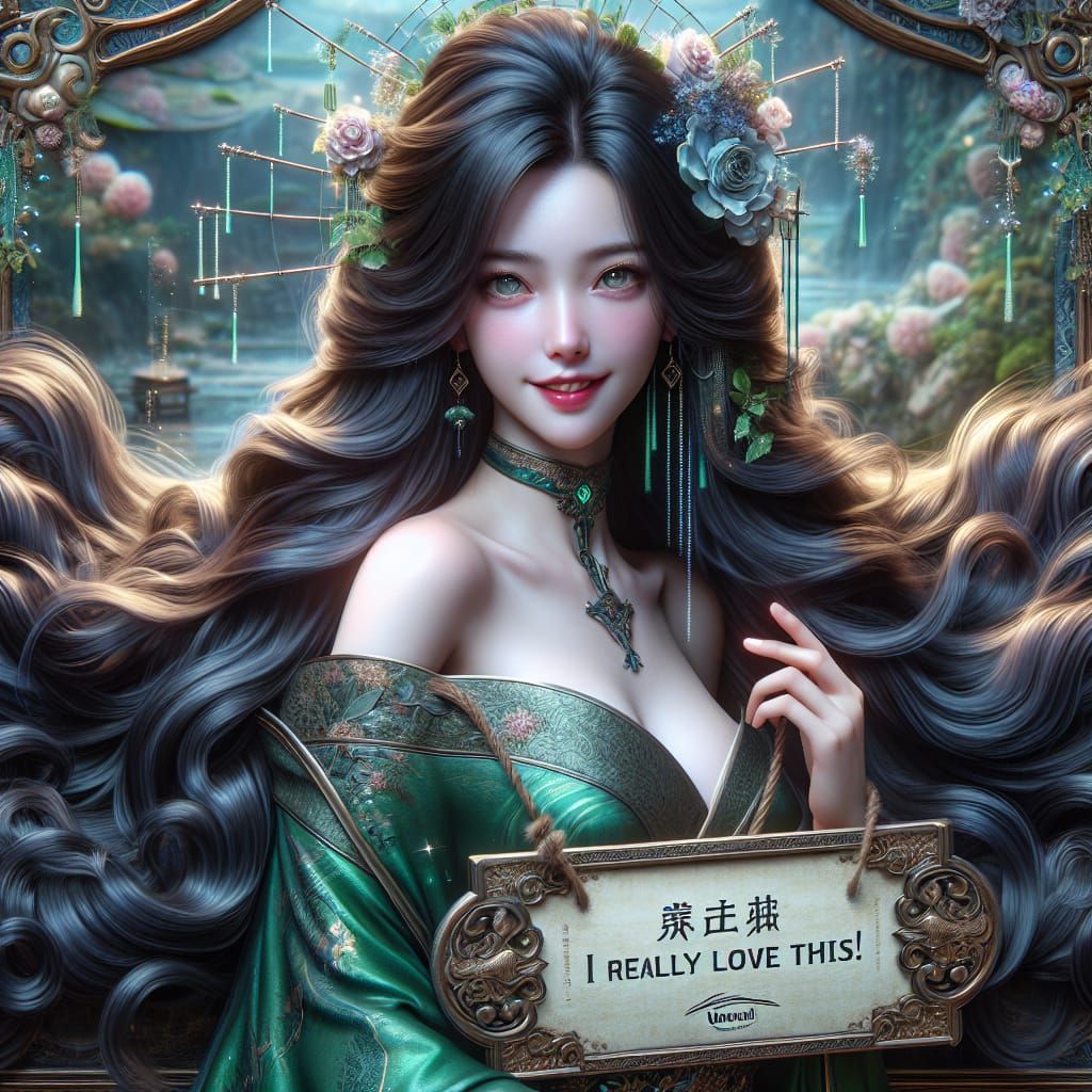 Fantasy Woman in Kimono: 19th-Century Inspired Portrait