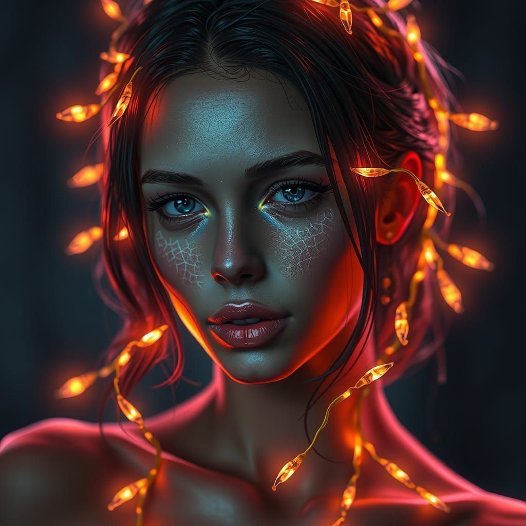Glowing Vines Portrait in Hyperdetailed Style