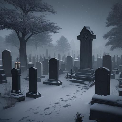 Cemetery in Snow: Detailed Matte Painting