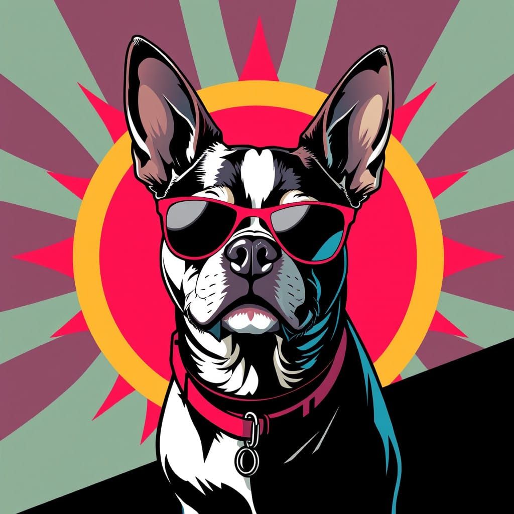 Punk Rock Dog in Bold Bauhaus Style