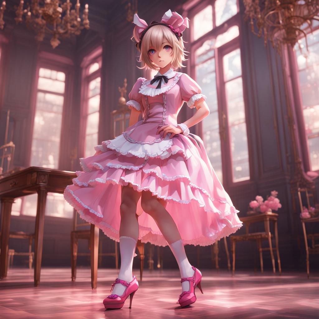 Anime Boy in Maid Outfit, Digital Art