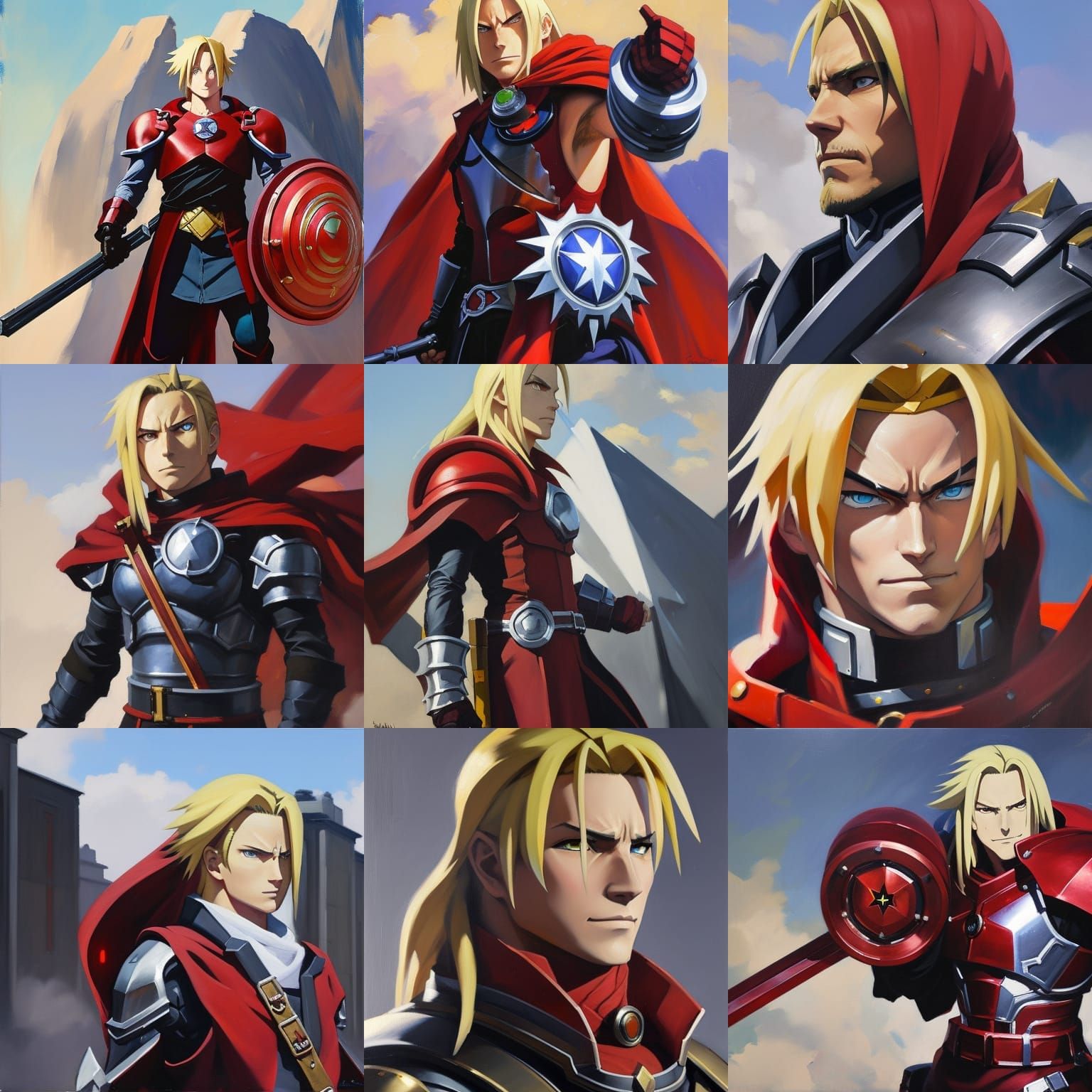 Edward Elric as Overwatch Character in Organic Painting Styl...