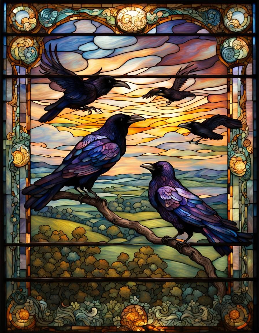 Ravens' Tea Party: Stained Glass Vision