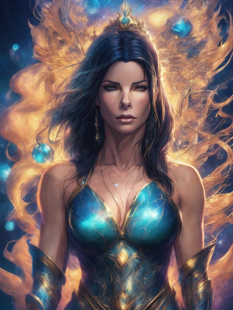 Sandra Bullock, Queen of the Cosmos in Anime Style