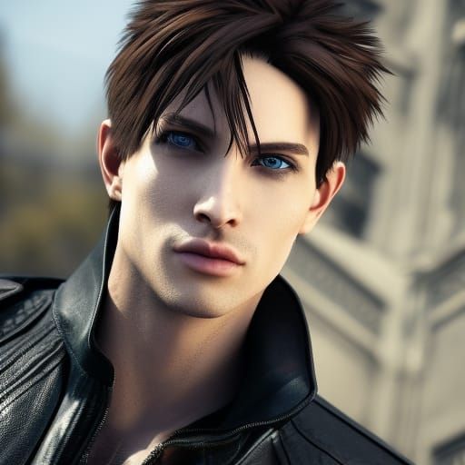 Man with Leather Jacket in 3D Cinematic Style