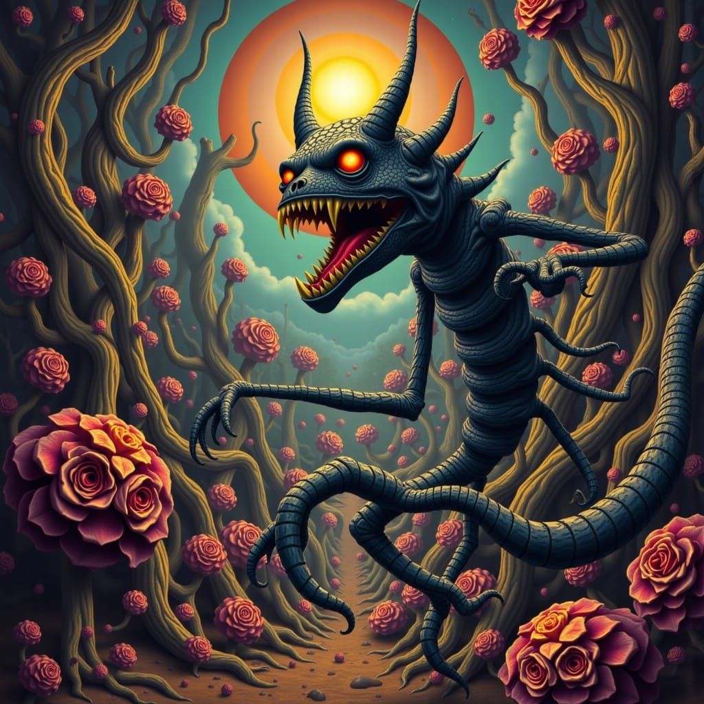 Surreal Demonic Realm in Psychedelic Patterns