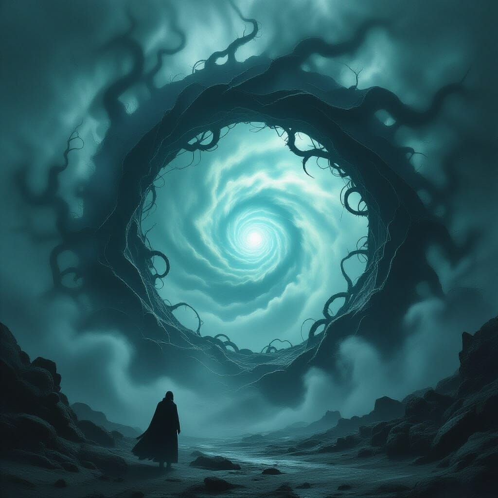 Eldritch Portal with Dark Energy in Giger Style