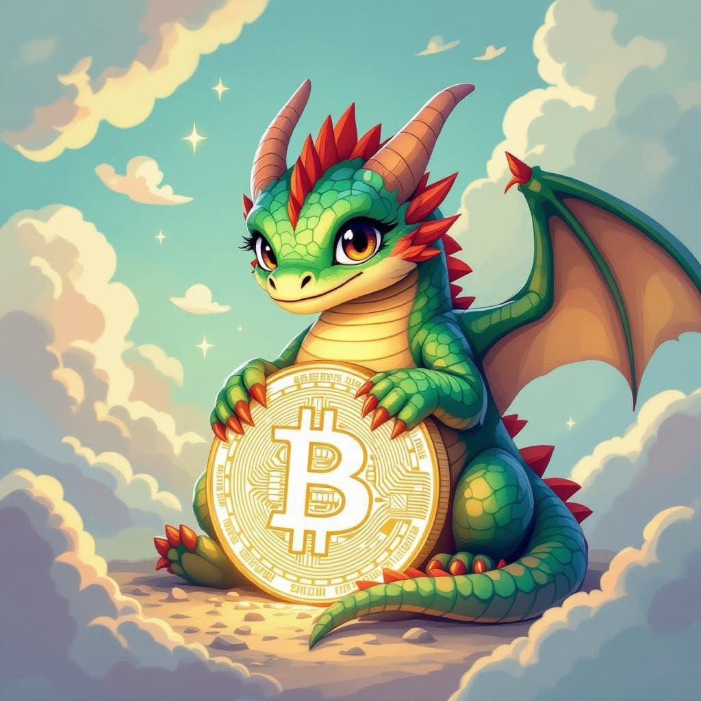 Whimsical Dragon Guards Bitcoin Treasure