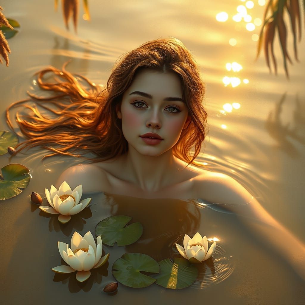 An exquisite impressionist painting captures a serene and dr...