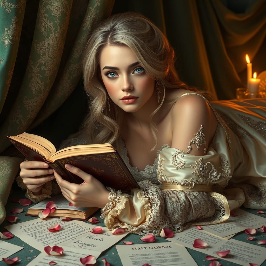 Enchanted Medieval Maiden Basks in Luxurious Ambiance