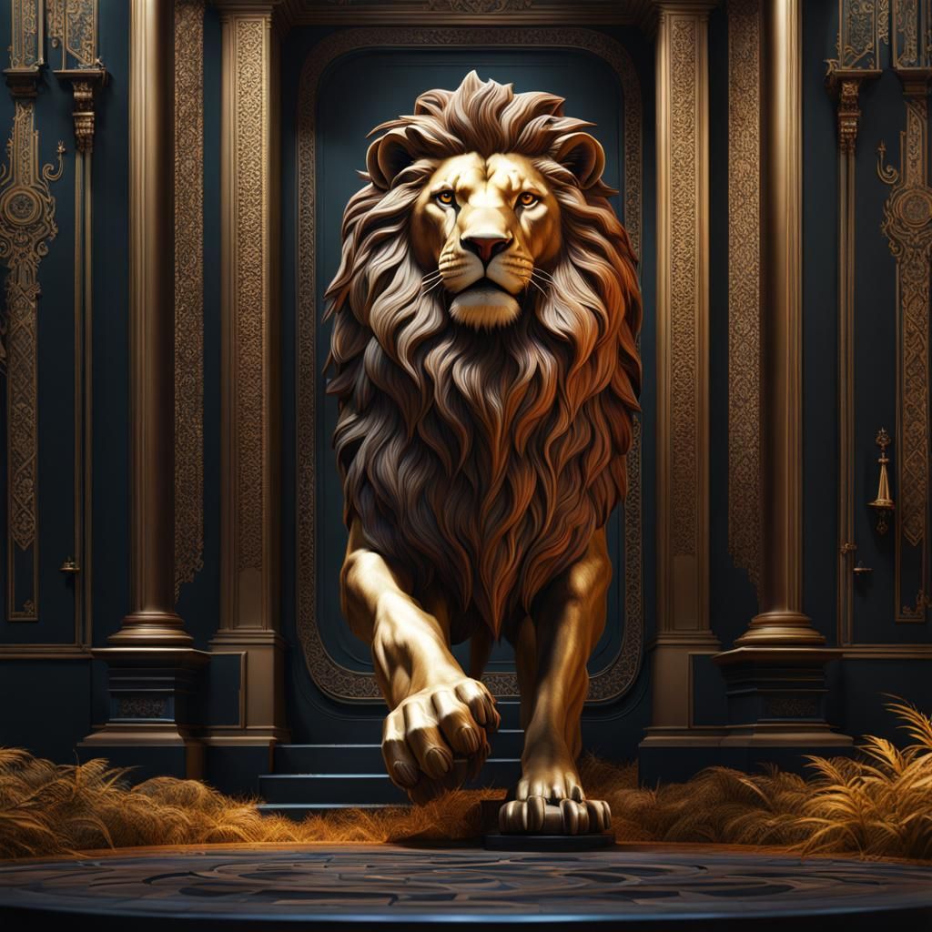 Lion Standing Tall: Detailed Matte Painting