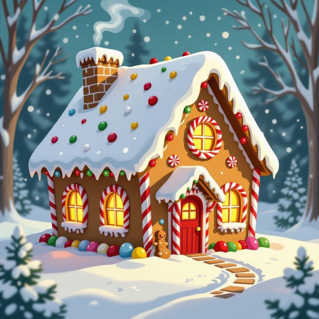 Whimsical Gingerbread House in Enchanted Forest