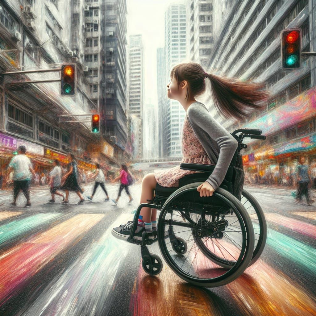 Resilient Teen Navigates City in Wheelchair
