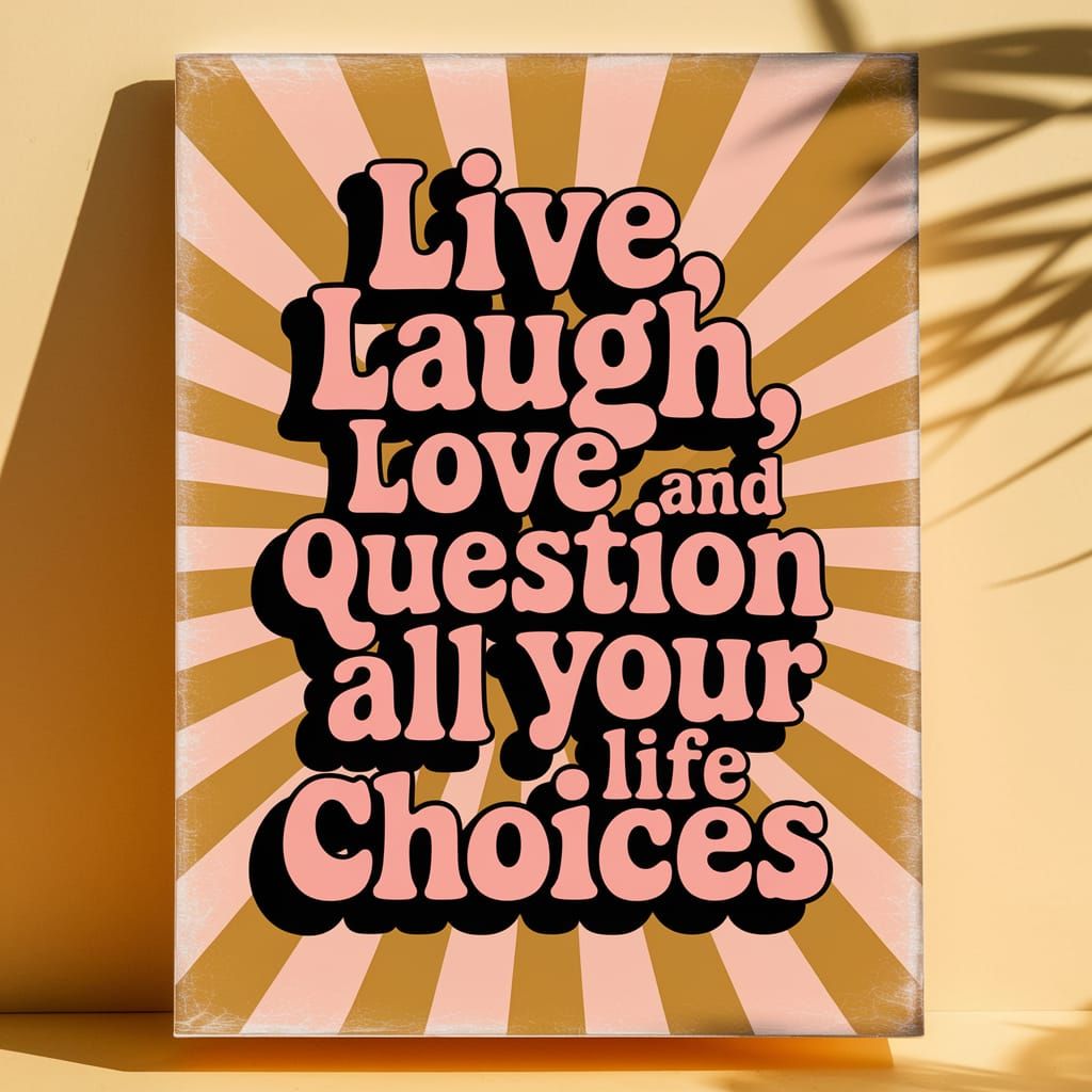 Retro 1970s Wall Art Poster With Groovy Text