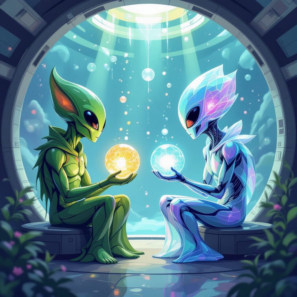 Interstellar Meeting in Expressionist Style