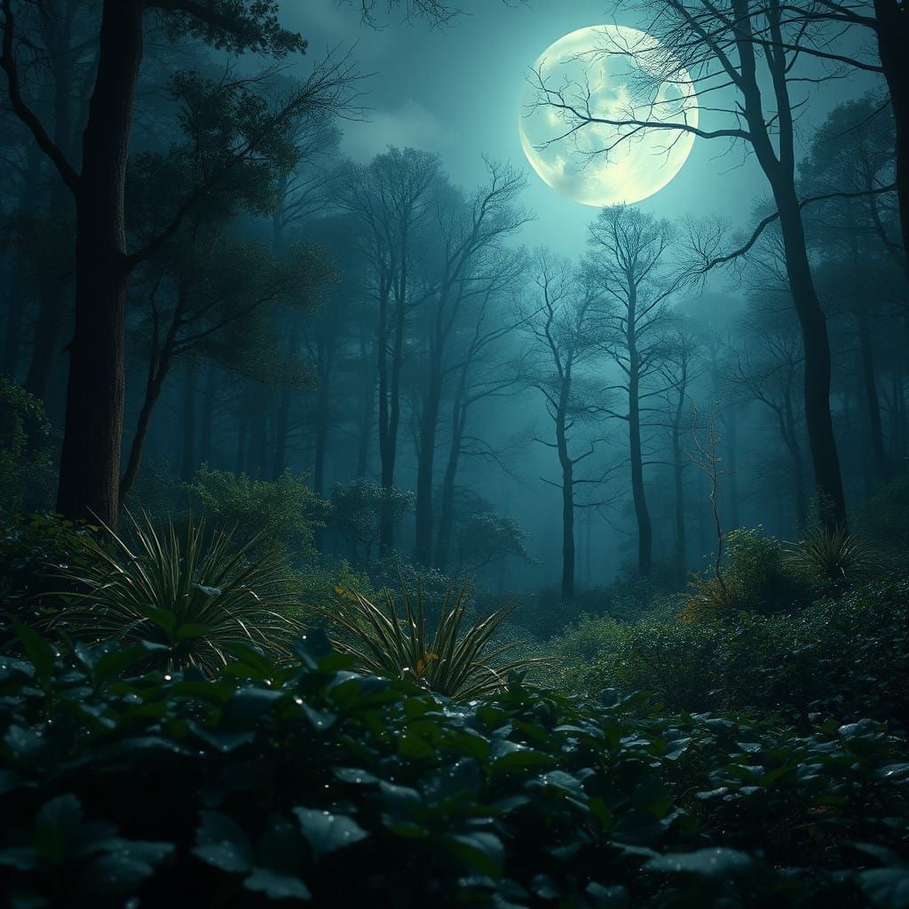 Ethereal Moonlit Glade Reflects Majestic Starry Night