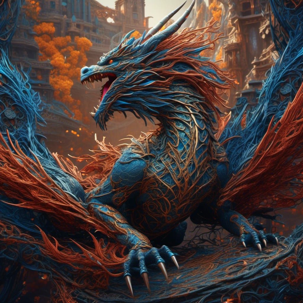 Detailed Matte Painting of a Confident Dragon