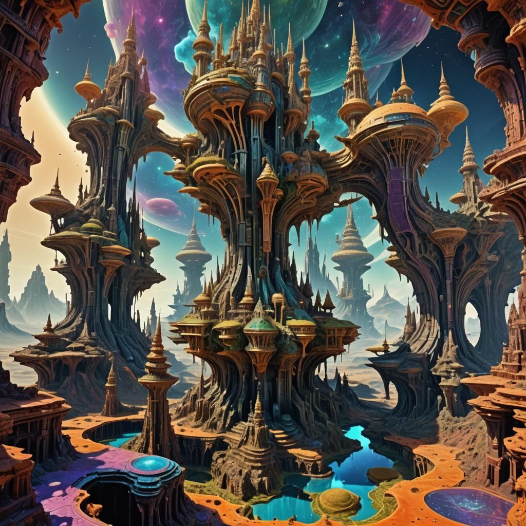 Scintillating Mandelbulb Temple on Alien World