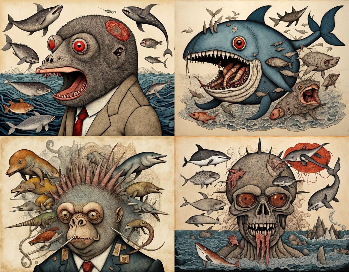 Bizarre Mutant Creature in Surrealist Style