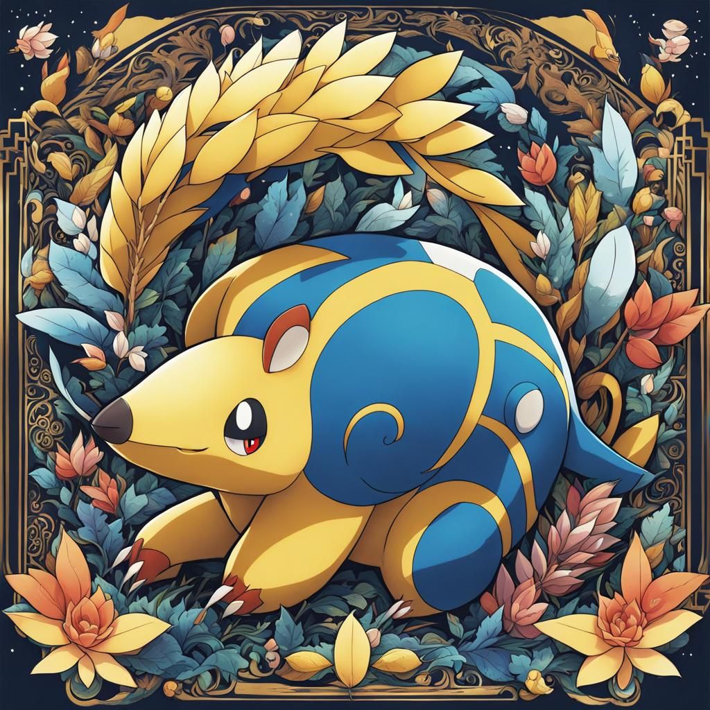 Anteater-Inspired Pokémon in Anime Style