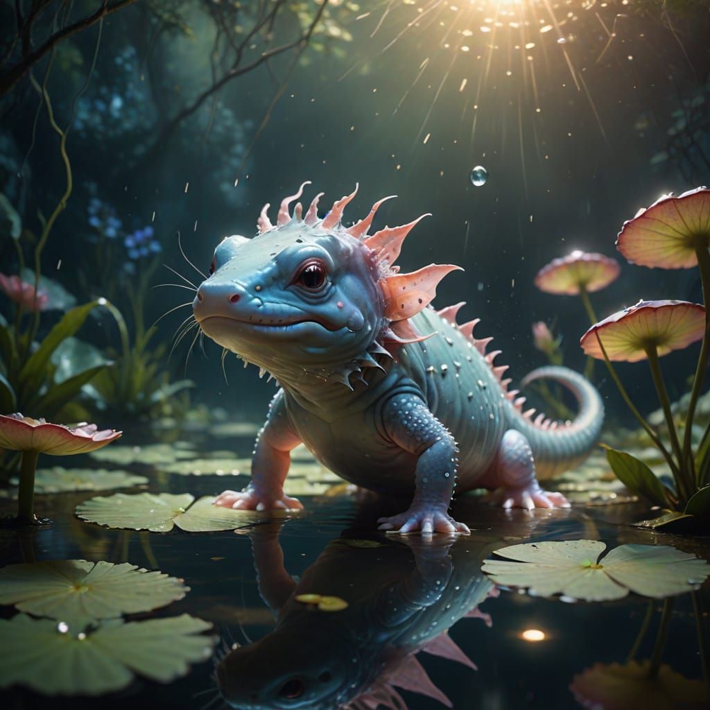 Enchanting Axolotl in Ethereal Waters
