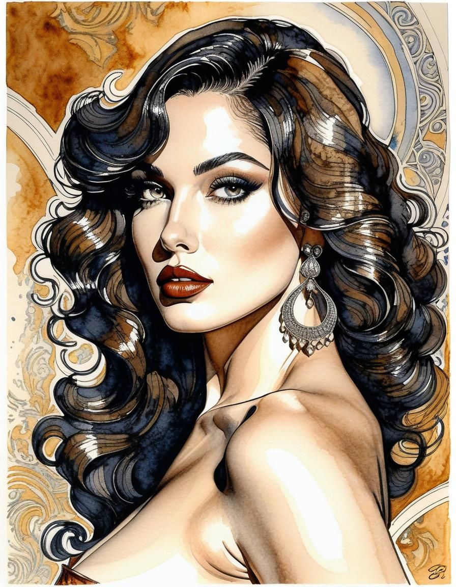 Glamorous Italian Model in Milo Manara Style