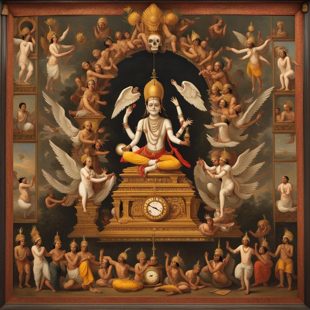 Viswa-Rupa Buddha Surrounded by Angels in Hindu Style