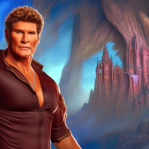 David Hasselhoff Splits in Detailed Matte Painting