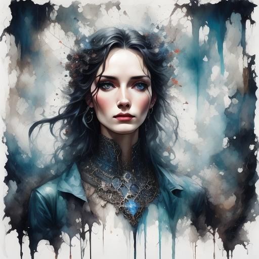 Surreal Horror Dream Portrait with Cosmic Glitter