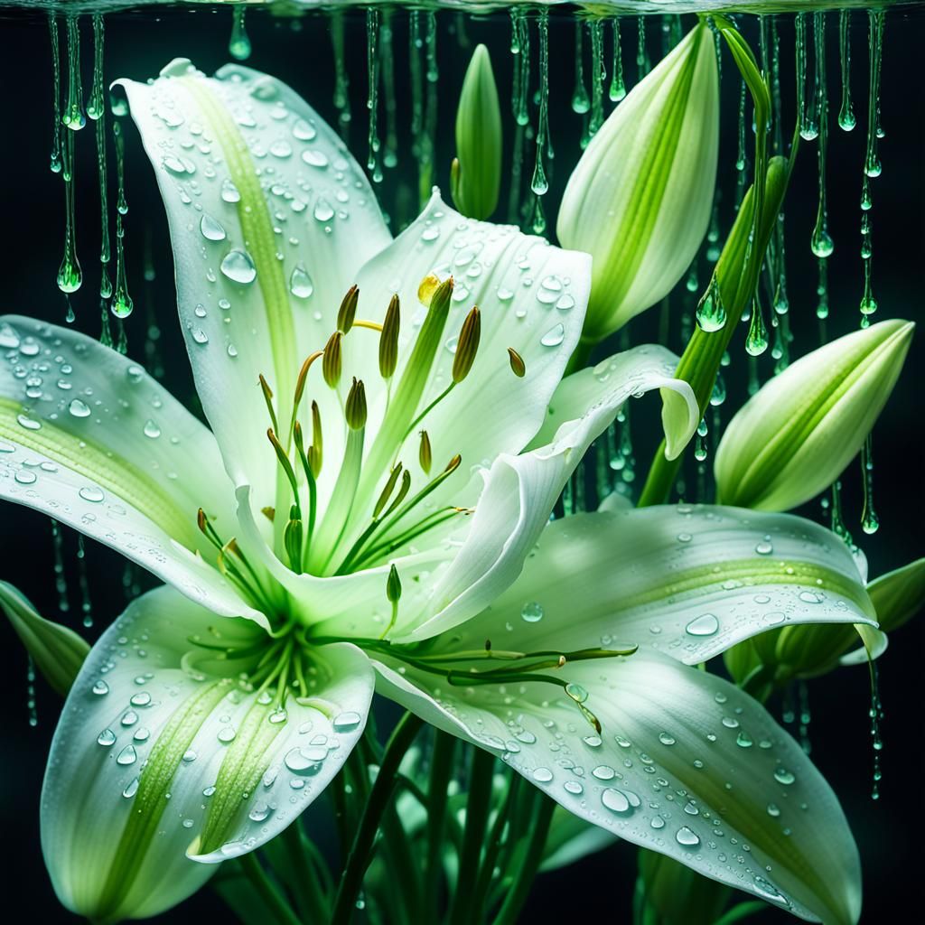 Glowing Lily in Underwater Graffiti Art