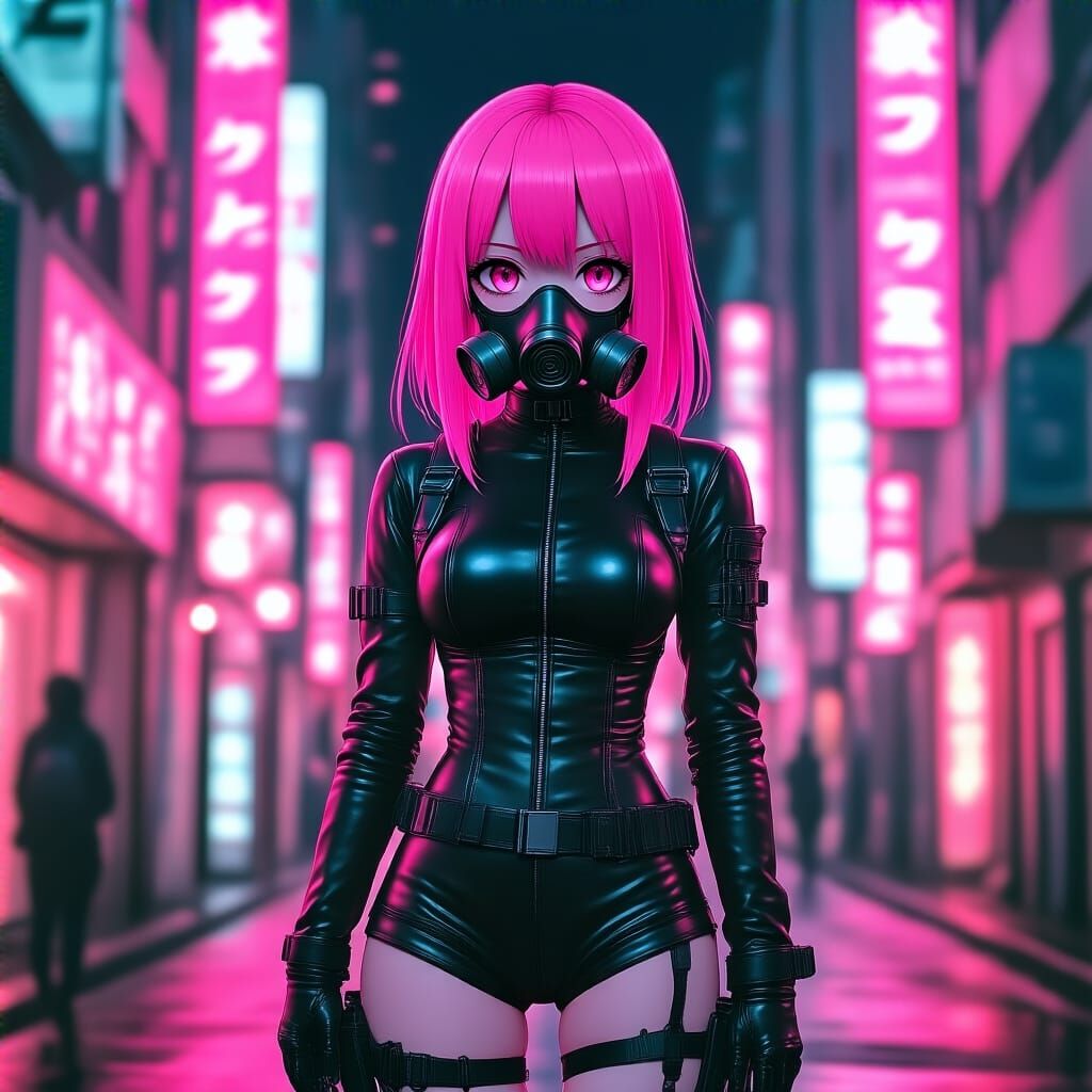 Cyberpunk Anime Girl in Tokyo Neon Streets